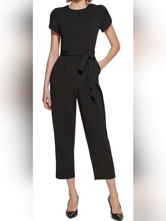 Calvin Klein Pants - Calvin Klein Women’s Black Tie Waist Jumpsuit Size 2 Short Sleeve.